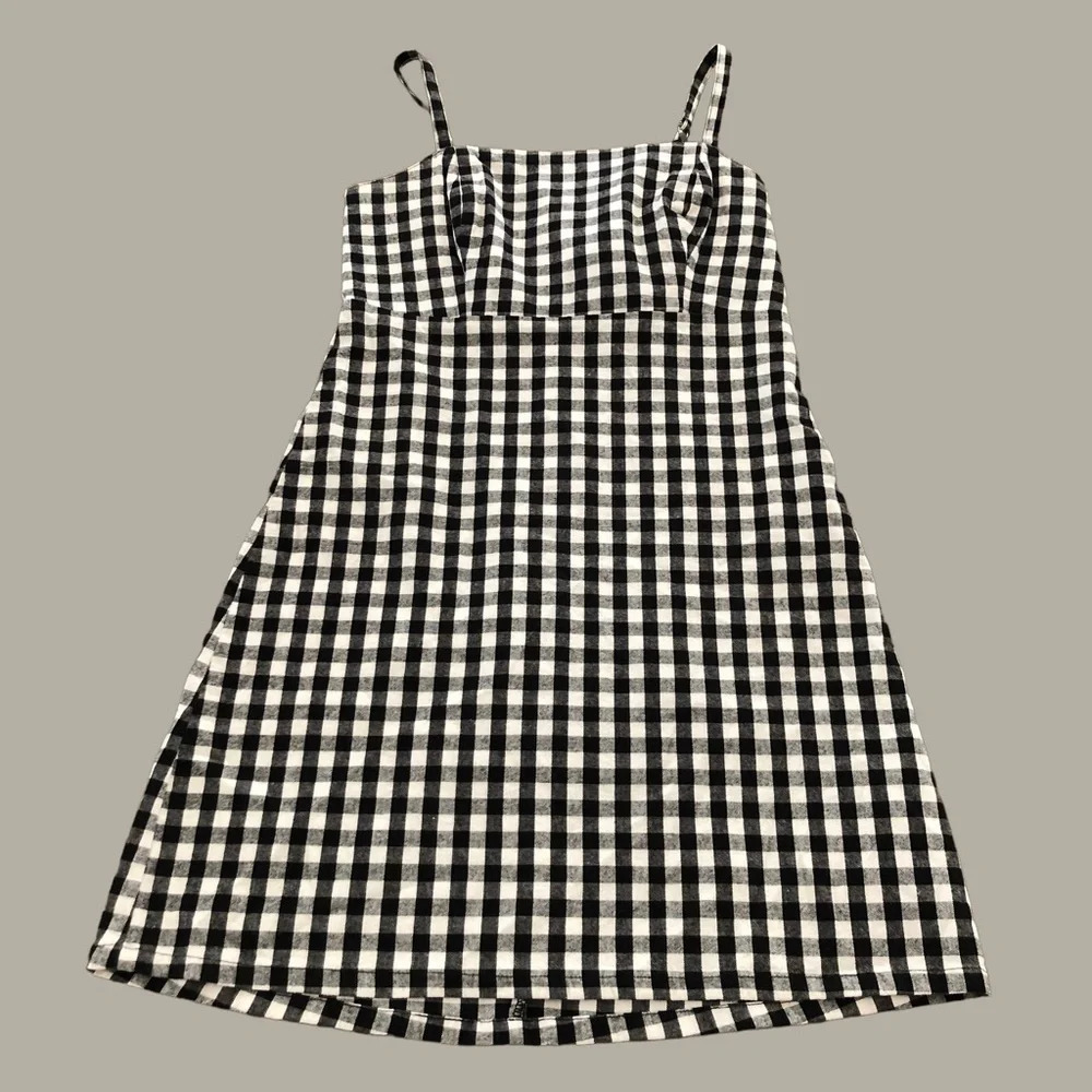 Hollister size XS Black and White Gingham check Check Mini Dress Cute Stretch
